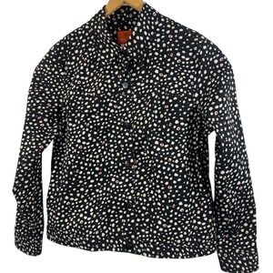 Hearts of Palm Black Polka Dot Cotton Blend button down Jacket Women's Size 14‎